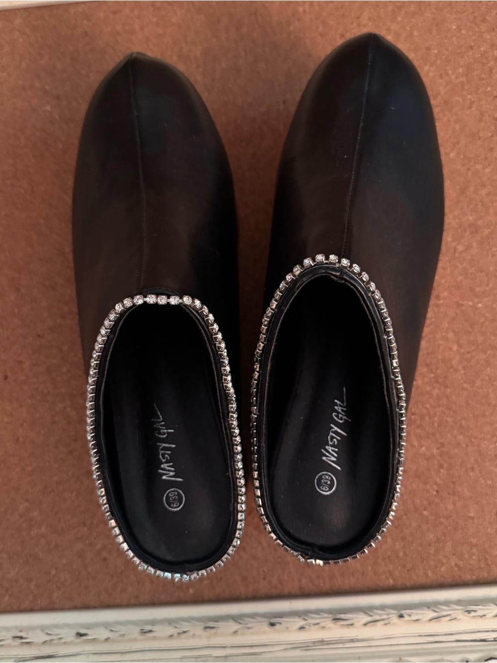 Black Rhinestone-Trim Platform Clogs - Picture 7 of 15
